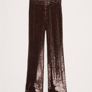 Banana Republic Sequin Wide-Leg Pants in Metallic Brown